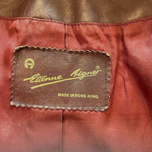 Women’s Etienne Aigner  Vintage Full -Grain Leather  Jacket, M - Picture 12 of 14